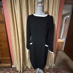Ann Taylor Black Dress with White Trim
